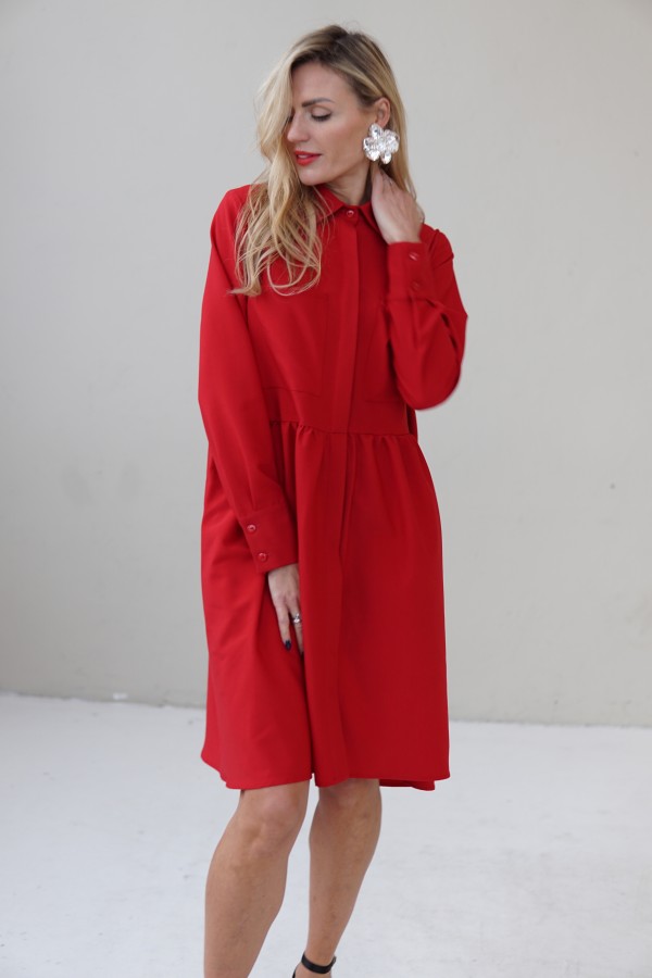 RED VISCOSE DRESS