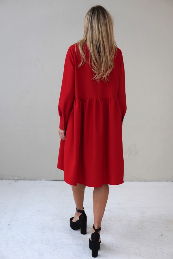 RED VISCOSE DRESS