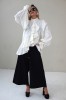 WHITE STYLISH BLOUSE WITH WIDE SLEEVES
