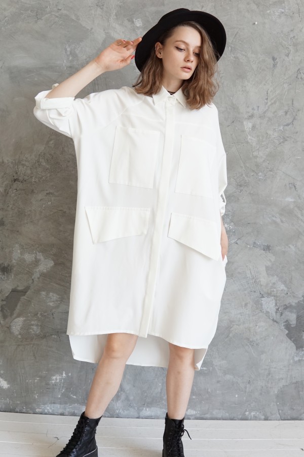 White button down shirt for women