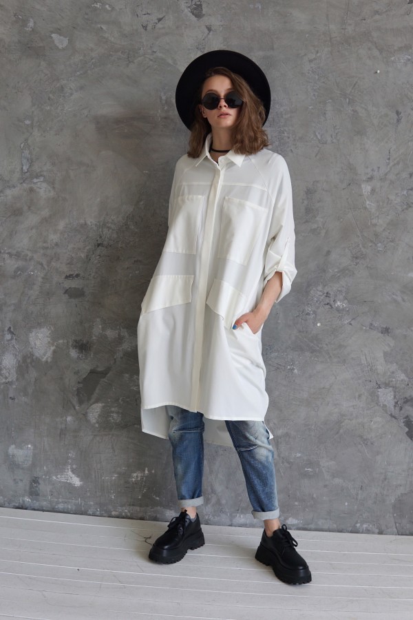 White button down shirt for women